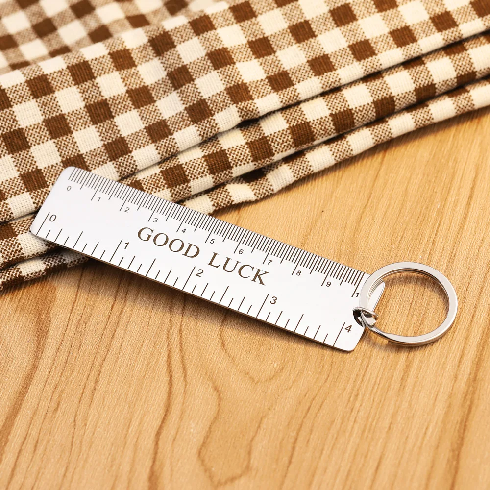 Stainless Steel Ruler Long Short Styles CM/Inch Double Scale Keychain Pendant creative birthday gift stationery measure Jewelry