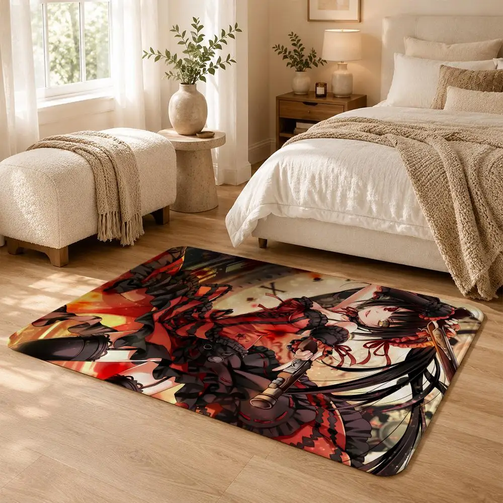 Fantasy Harem Anime D-DATE A LIVE Floor Mat Non-Slip Absorbent Floor Mat Decorative Rug for Home Bathroom Bedroom Entryway