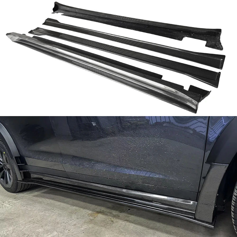 High Quality RZ Style Carbon Fiber Body Kit Side Skirts for Model X Plaid