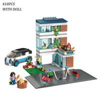 410PCS Bricks DIY Modern Family House Model Building Blocks Compatible Lepining 60291 with City Toys for Kids Christmas Gifts