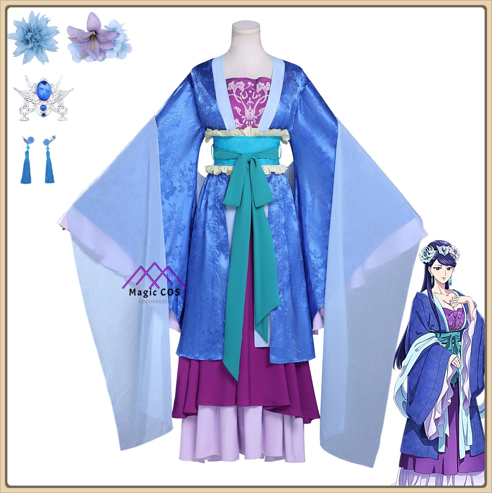 

The Apothecary Diaries Rika Cosplay Costume Women's Elegant Ancient Court Style High Quality Anime Outfit for Comic Con Party