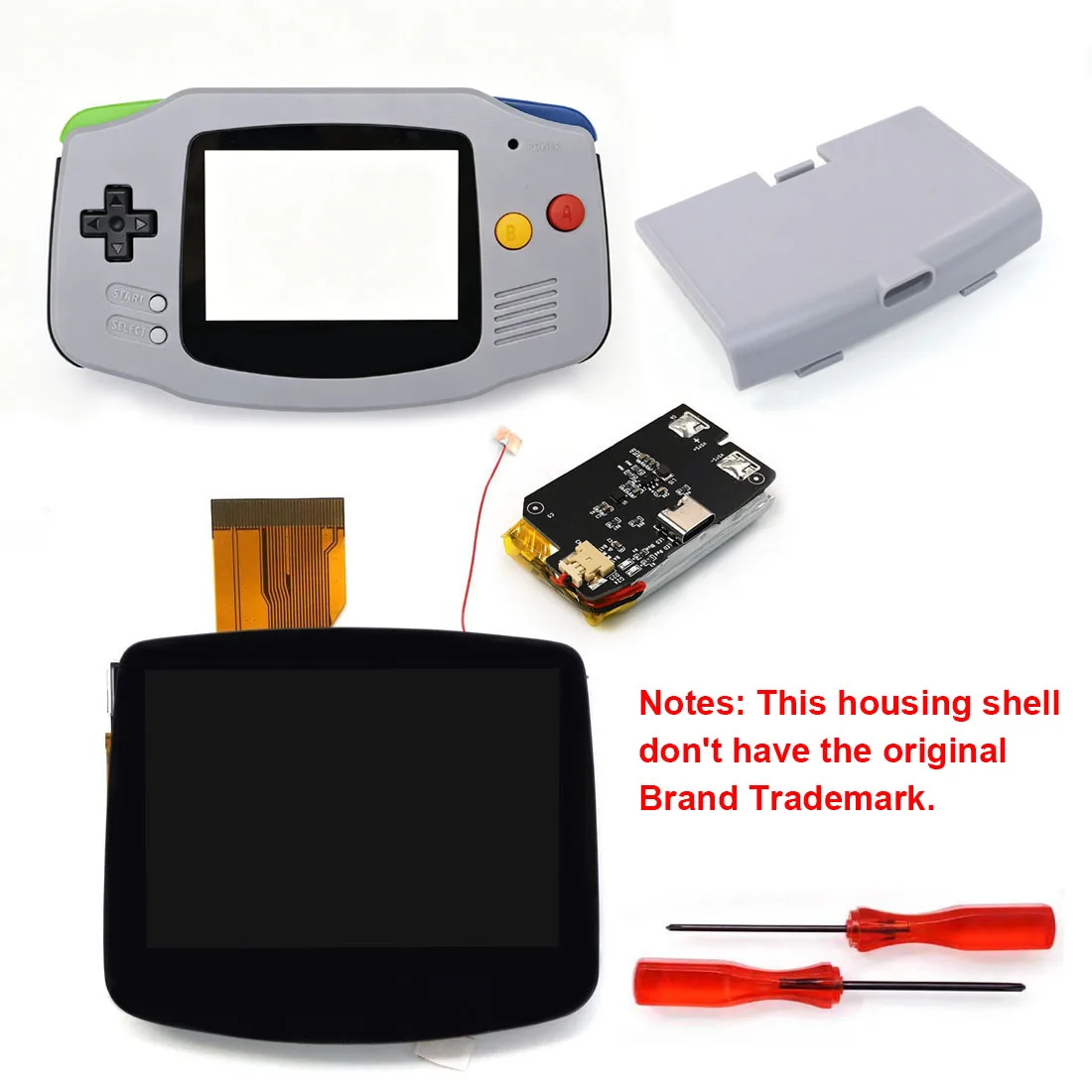 HISPEEDIDO Rechargeable for GBA V5 IPS HD 720x480 Drop-in Screen Kits No welding required Desaturation FRM OSD w/Shell image 3