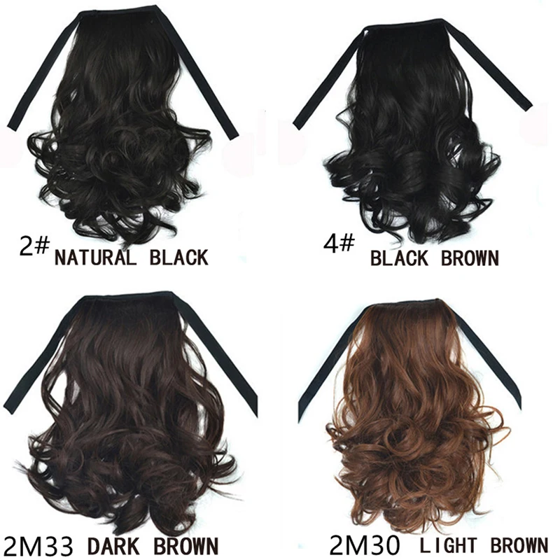 Synthetic Ponytail Drawstring Clip In Ponytail Hair Extensions Brown Heat Resistant Pony Tail for Women False Hair