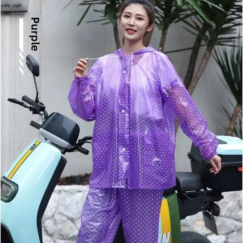 Thickened Women's One-Piece Working Raincoat And Rain Pants Set Adult Full Body Waterproof for Delivery Men  Bicycles - view 4