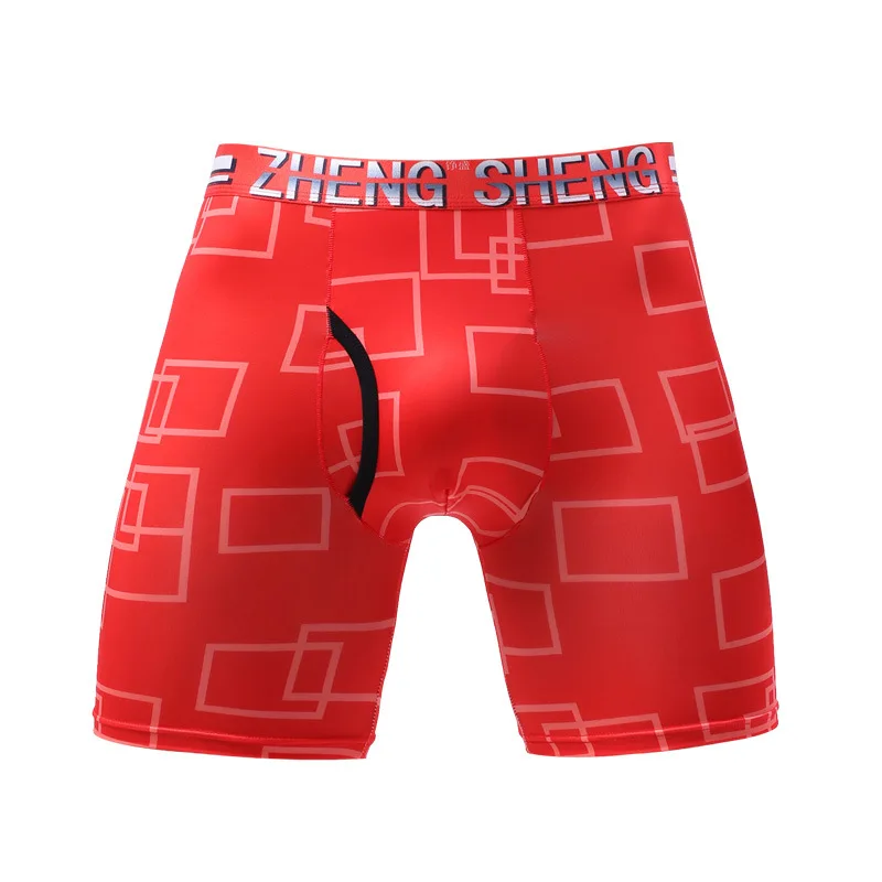 Intimo uomo Boxer Pantaloncini Homme Panites di seta di ghiaccio Uomo stampato U Custodia convessa Gamba lunga Mutande Tronco Cueca Calzoncillo X-4XL