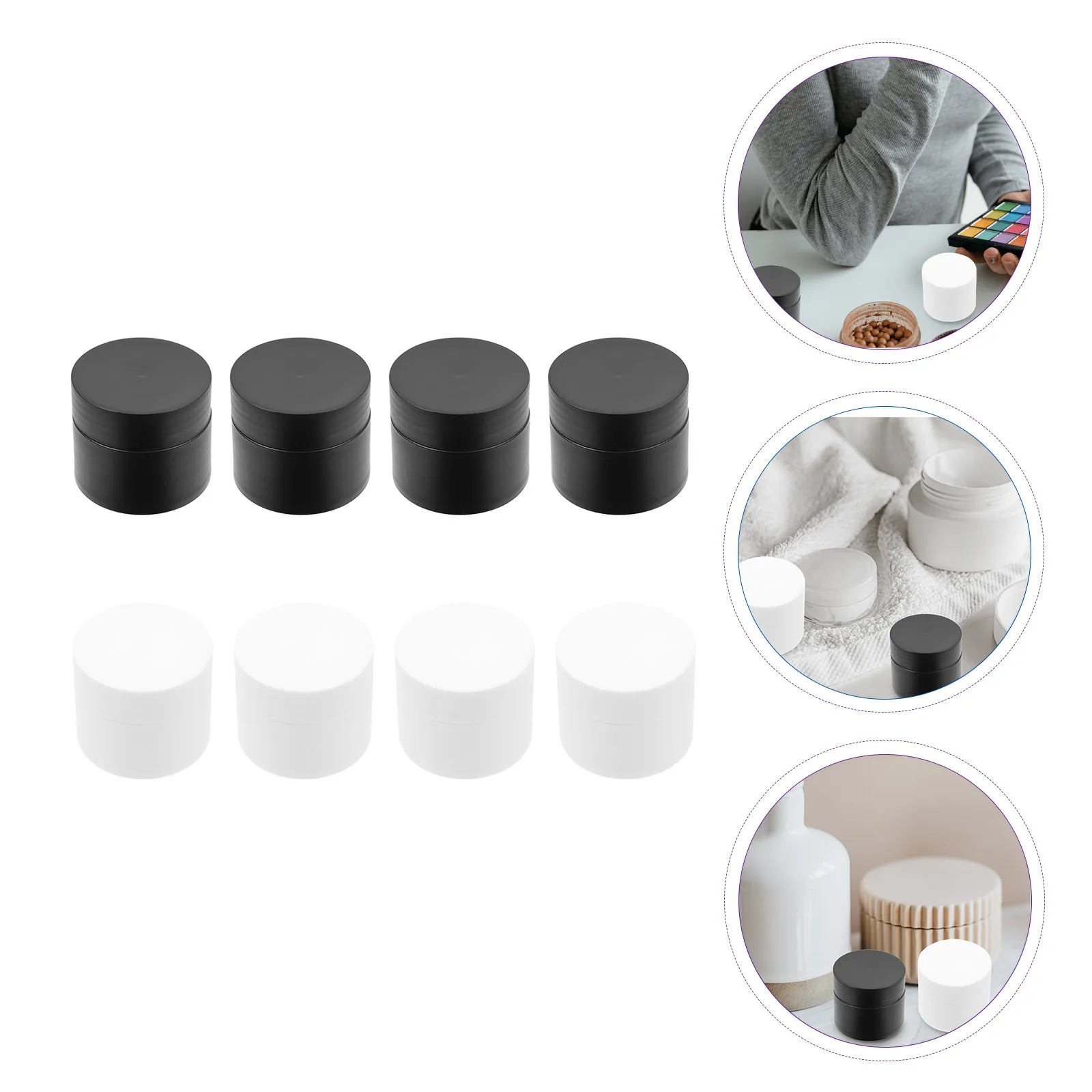 

8Pcs Face Cream Containers Portable Travel Storage Jars Lightweight Refillable Makeup Dispensing Compact Cream Cases