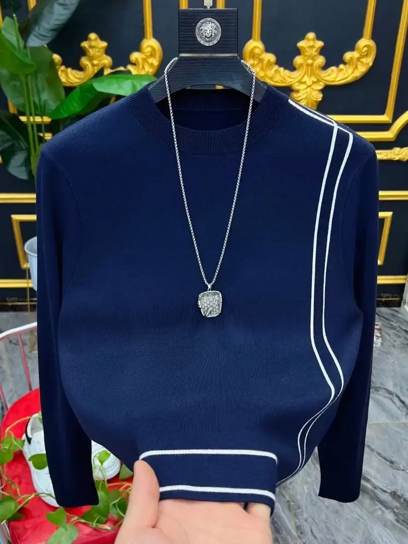 

Мужской модный вязаный свитер с круглым вырезом, комфортный, премиум-класса, новинка, осенне-зимний сезон, с длинным рукавом, повседневный