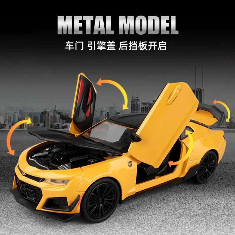 1:24 Chevrolet Camaro Alloy Car Model Sound And Light Pull-Back Toy Car Die-Cast Sports Car Boys Collection Ornaments Gift A327