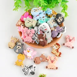 50/100 Pieces Baby Silicone Beads Brand Pig Yak Puppy Zebra Food Grade Pendant Teething Cute Toy DIY Pacifier Chain Accessories