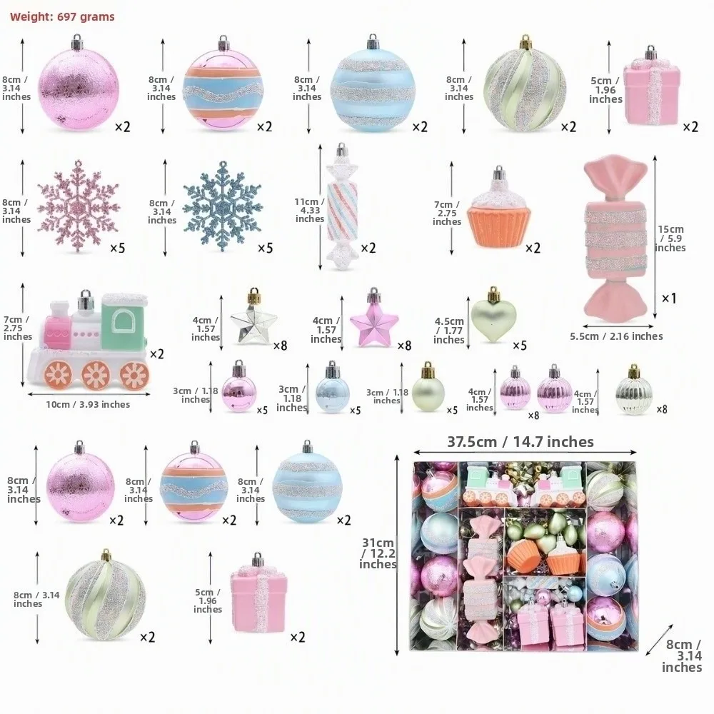 1 Set Candy Train Design Christmas Decorative Ball Set Doughnut Shape Shiny Finish Macaron Christmas Balls Camera Shape