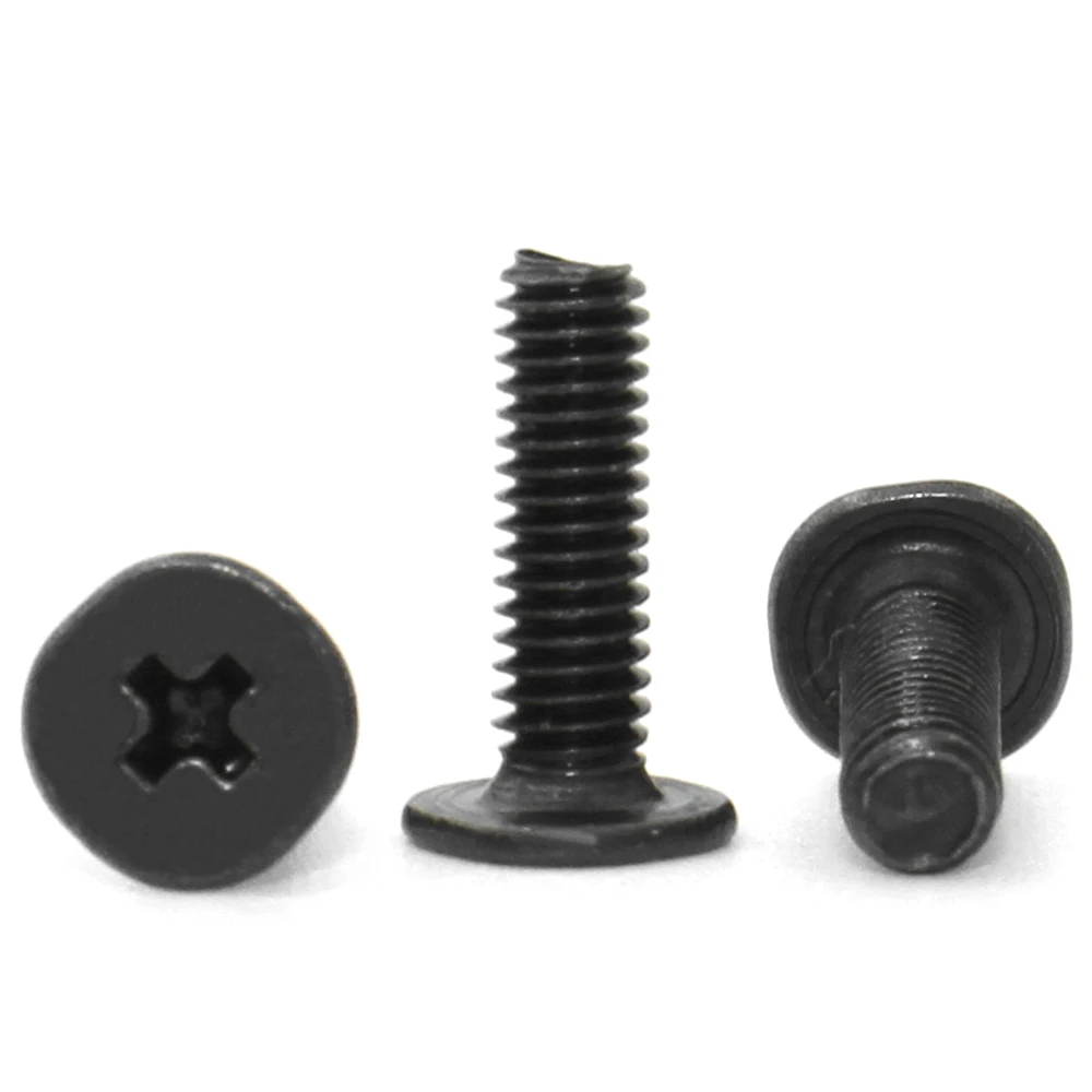 50 قطعة M1.2 M1.4 M1.6 M2 M2.5 M3 M4 أسود الكربون الصلب فيليبس الصليب رقيقة جدا شقة رقاقة مسمار لولبي الرأس للكمبيوتر المحمول #5