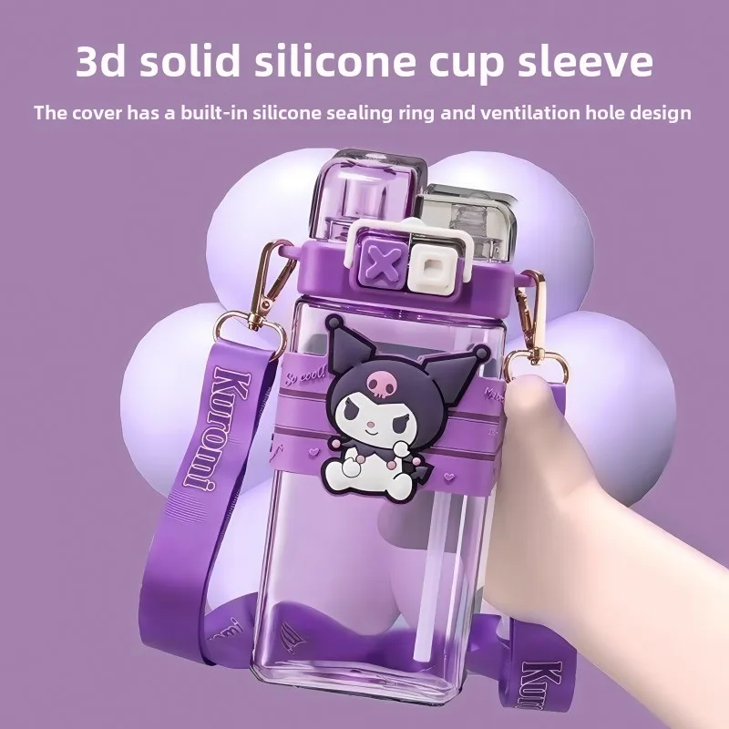 كوب ماء للأطفال من سانريو 520 مل زجاجة كورومي بلاستيكية كوب شرب مزدوج كارتوني لطيف بسعة كبيرة زجاجة مياه للطلاب #3