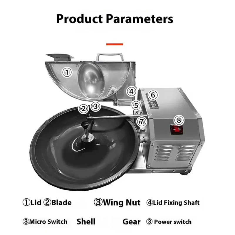 Sausage Stuffing Cutter Machine Meat Bowl Chopping Machine Meat Bowl Chopper for Meat and Vegetable