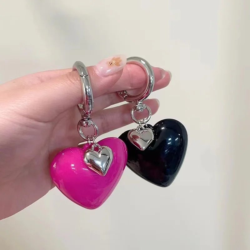 

Colorful Acrylic Heart Keychain Plastics Love Key Ring For Women Girls Y2K Handbag Handmade Accessories Jewelry