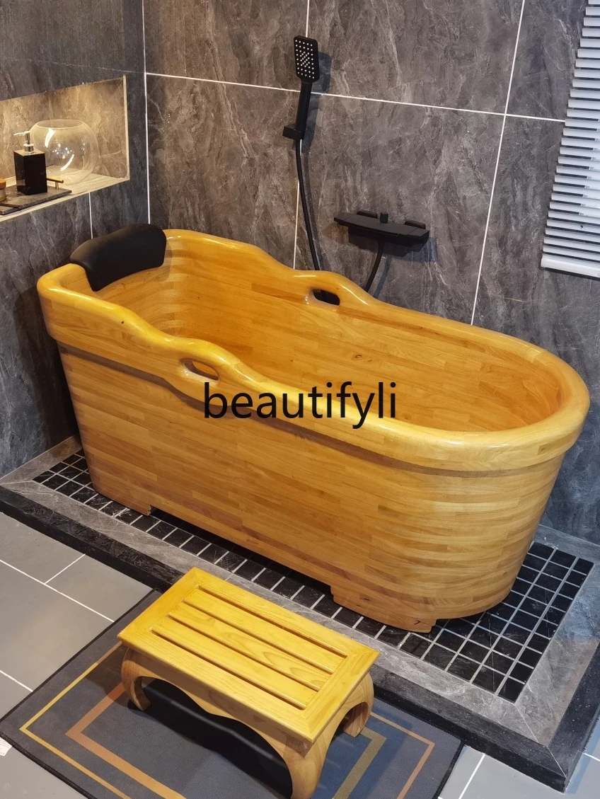 High-end oak bucket bath bucket wooden bathtub thickened