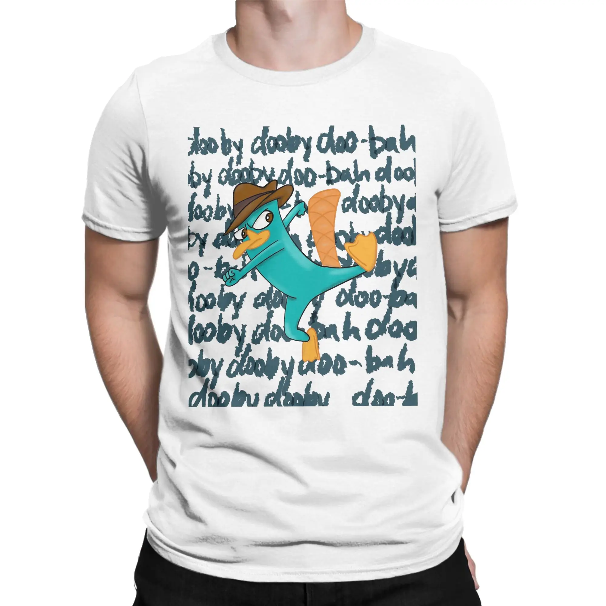 Perry the Platypus Cartoon Duck Men's T Shirts  Novelty Tees Short Sleeve O Neck T-Shirt Pure Cotton Printing Tops