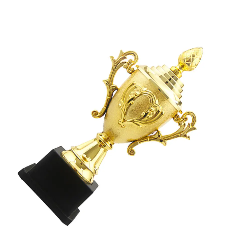 Plastic Golden Award Trophy Black Base 24Cm Creative Floral Cup Party Game Prize Contest Classroom Reward Golden Award Trophy