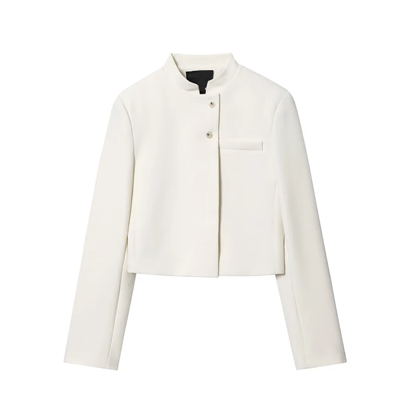 Yenkye 2025 feminino botão frontal manga longa elegante blazer colheita high street chique senhora casaco outono topos