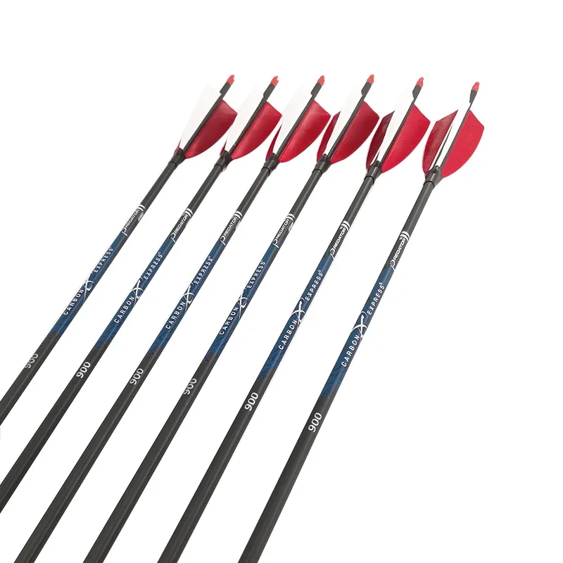 12pcs Archery Pure Carbon Arrow ID4.2mm Spine 400 500 600 700 800 900 1000 80gr Arrow Point Recurve Bow Hunting Shooting