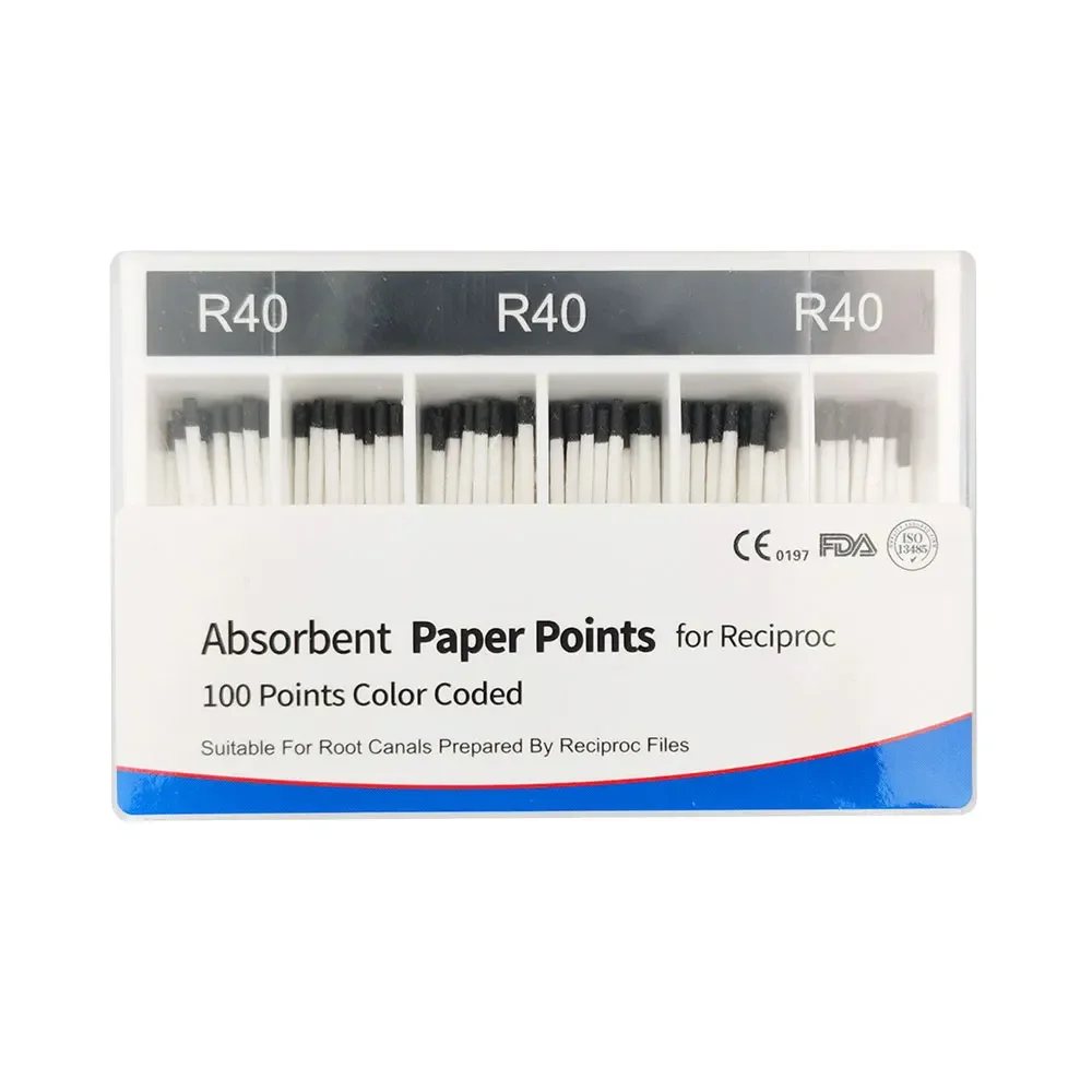 Dental Reciprocal Absorbent Paper Points R25 R40 R50 Suitable For Reciproc Blue Files Dental Obturations