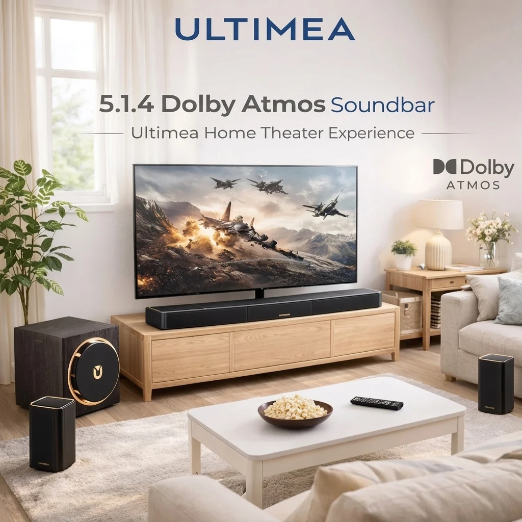 

ULTIMEA Skywave Series 5.1.4ch Dolby Atmos Soundbar for TV with Wireless Subwoofer & 2 Surround Speakers, Home Theater Sound Bar