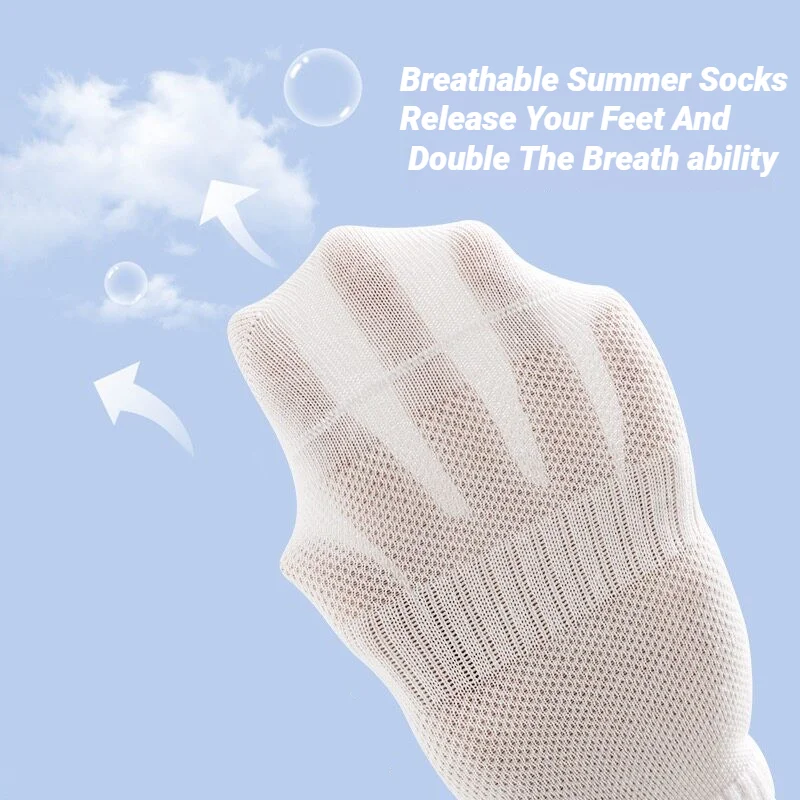 5/10 Pairs Women's Summer Mesh Ankle Athletic Running Socks Black&White&Gray Thin Low Cut Socks Breathable No Show Sports