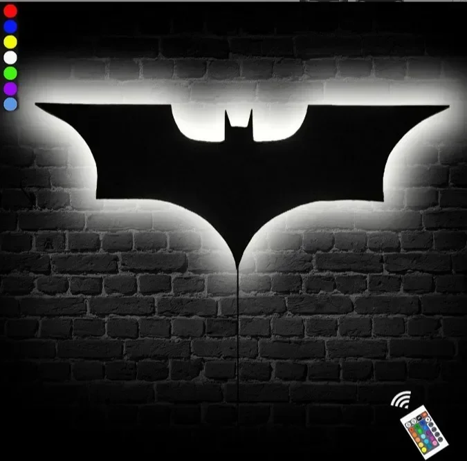 2025 40cm Cool LED Wall Lights with Wireless Remote Control and Color Change Bat Wings Shape Bedside Light Atmosphere Logo Lamp