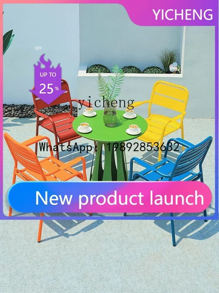 5 Lounge Table and Chairs Combined Outdoor Courtyard Three-Piece Terrace Waterproof and Sunscreen