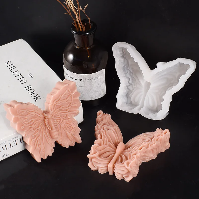 

New Mould 3D Candle Molds with Relief Pattern Imperial Butterfly Aromatherapy Diffuser DIY Plaster Ornament Silicone Mold