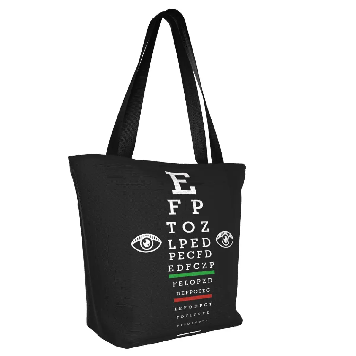 Custom Funny Funny Ophthalmologist Snellen Eye Chart Shopping Tote Bags Reusable Canvas Groceries Shoulder Shopper Bag