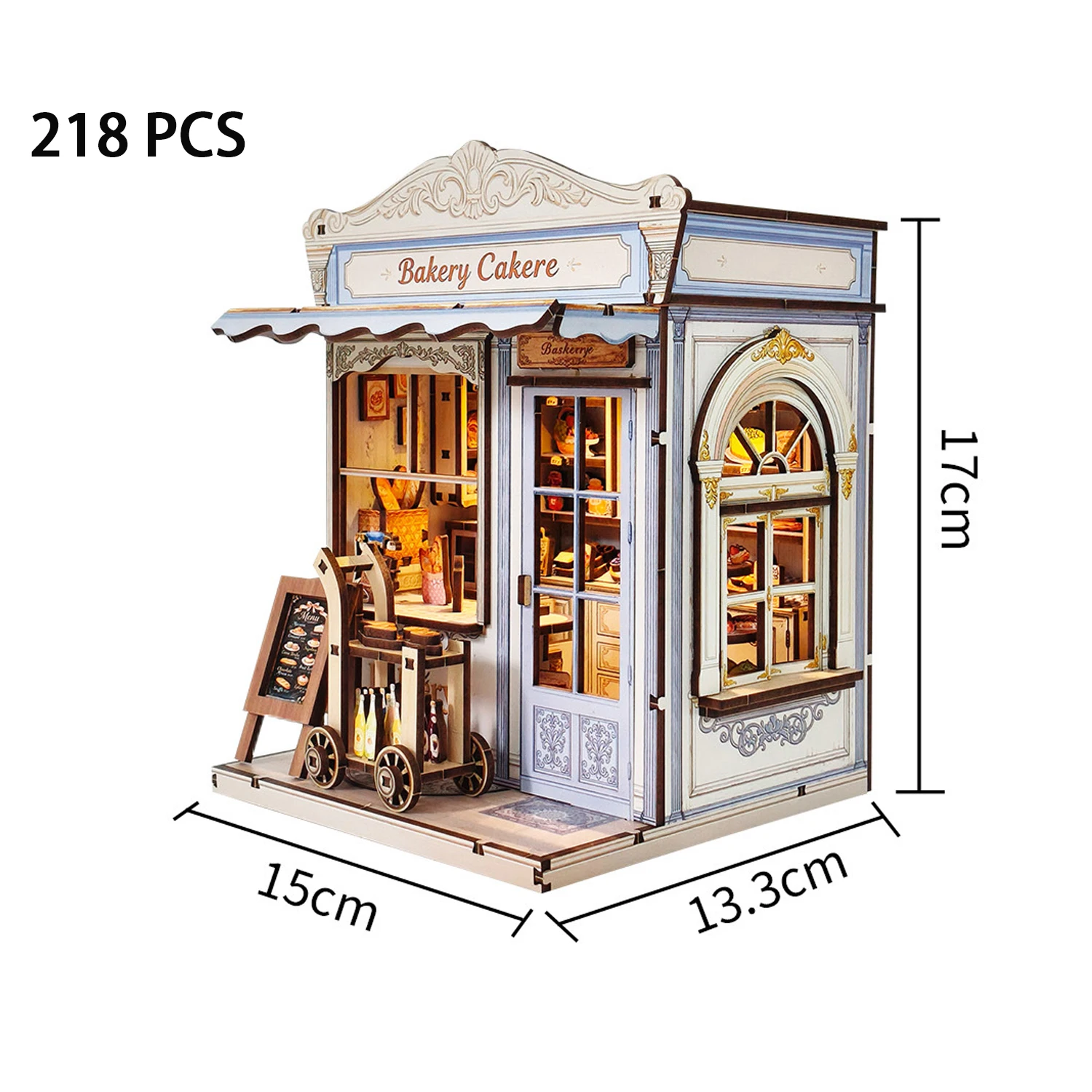 DIY Wooden Miniature Model Kit Bakery Cake Store Casa 3D Puzzle Doll Houses With Furniture Lights for Friends Birthday Gifts