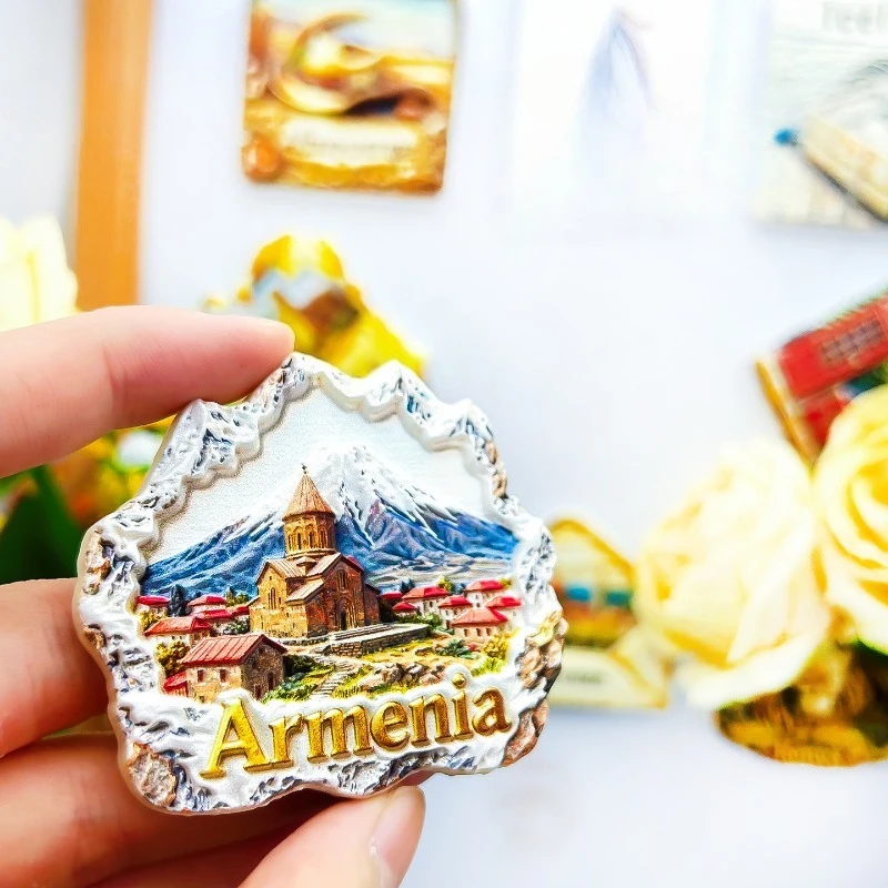 Armenia Church Fridge Magnet - Stunning 3D Mountain Monastery with Red Roofs Unique Caucasian Souvenir & Travel Decor Gift