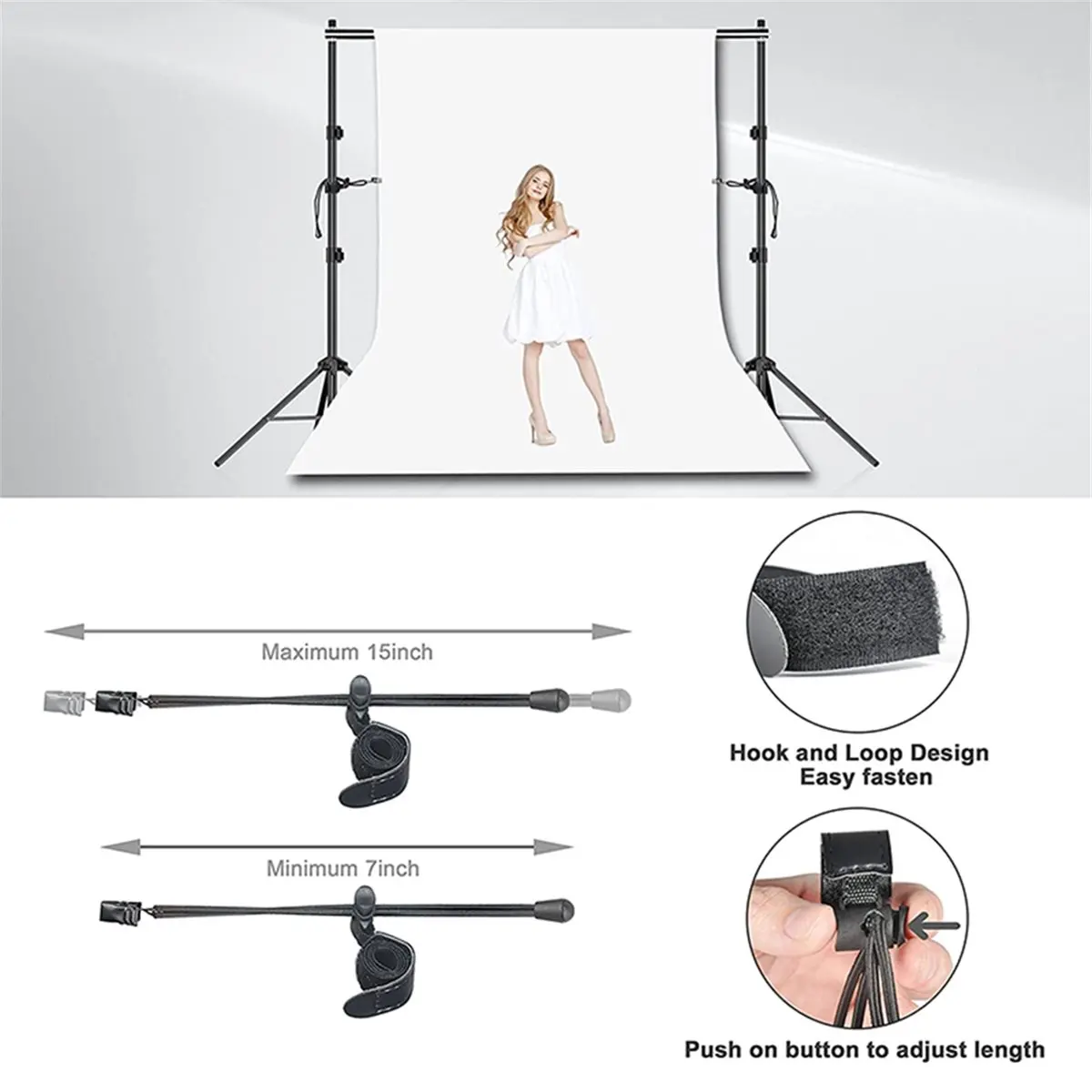 BAAQ 12pc Heavy Duty Spring Clamps Backdrop Clips Kit Adjustable Elastic Clamps Holders for Video Studio Background