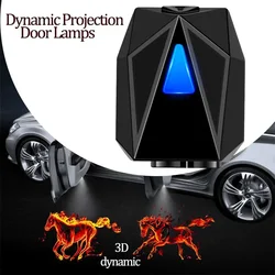 LED Car Door Dynamic 3D Cartoon Projection Light Door Atmosphere Projection Light USB Charging Wireless Welcome Decorative Light