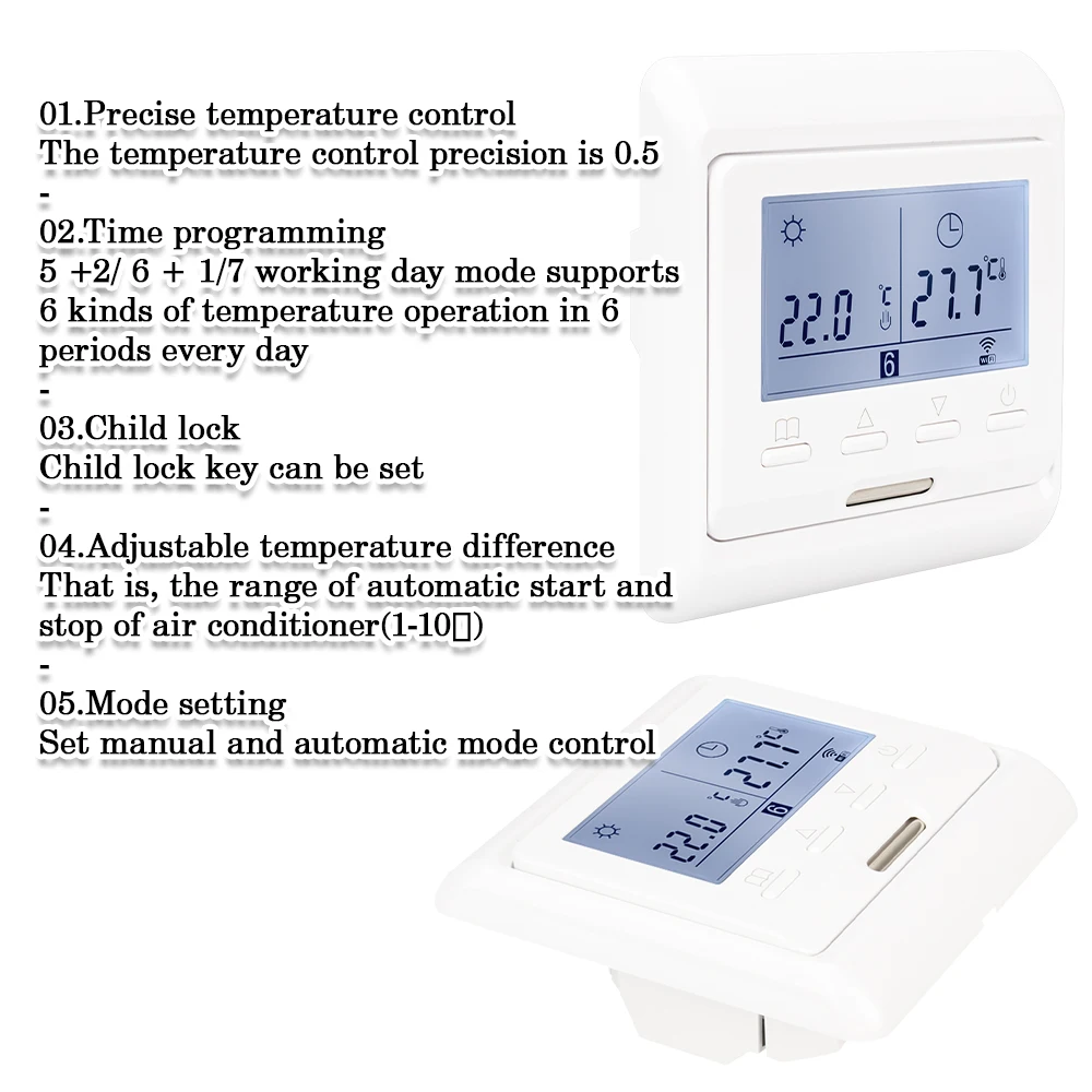 ﻿   Termostato programable inteligente Tuya WiFi 220V 16A controlador de temperatura de calefacción por suelo radiante eléctrico para el hogar Control por aplicación