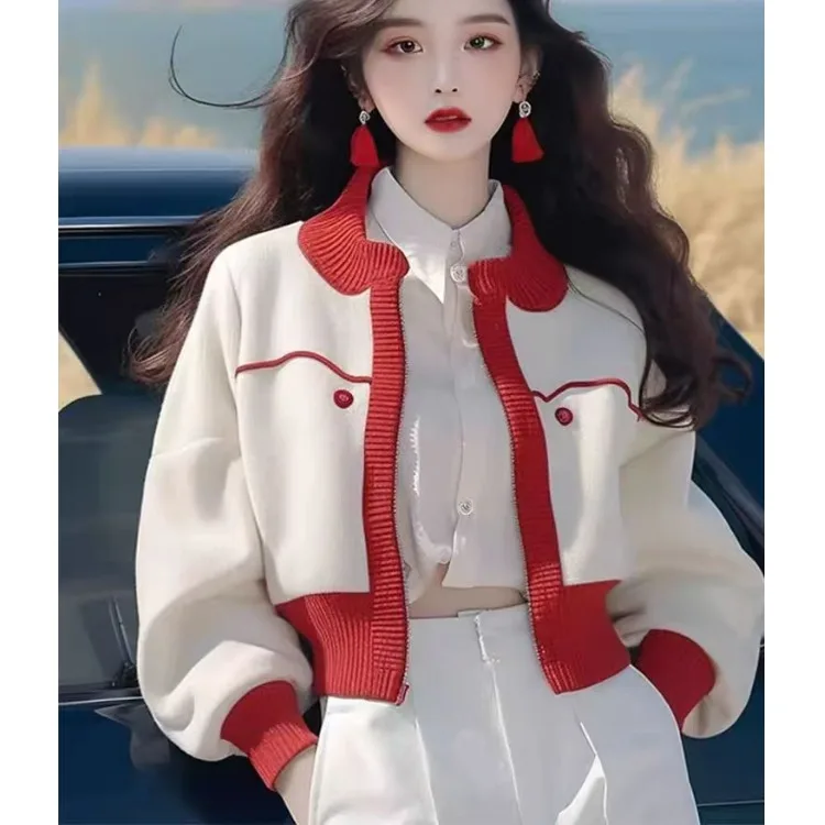 2025 neue Herbst Weiß Amerikanischen Sle ort Baseball Jaet frauen Mantel Frühling Herbst Sle Kleine Größe Damen Jaet