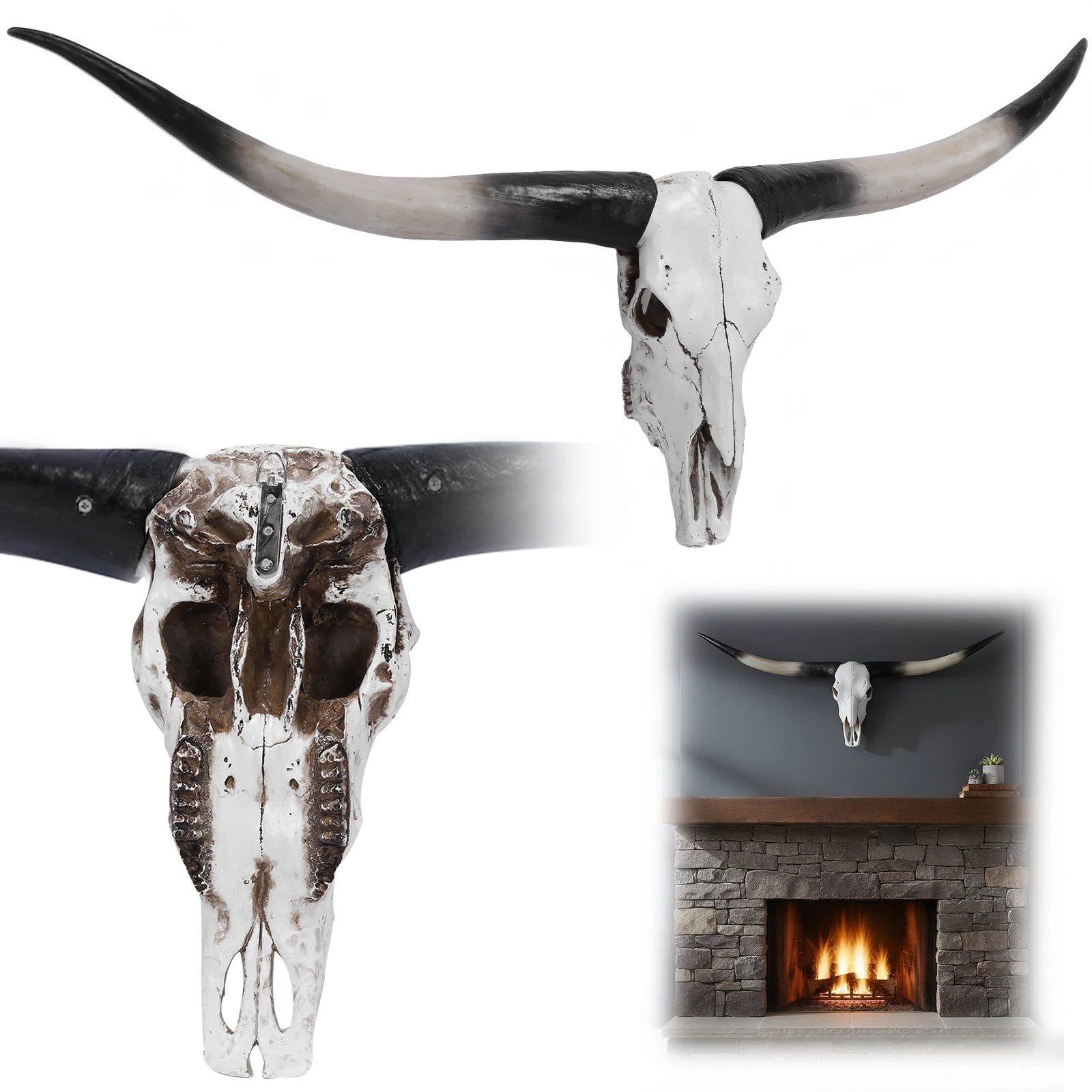 

70in Faux Longhorn Wall Decor Longhorn Skull Head Wall Decor for Halloween Home Decor