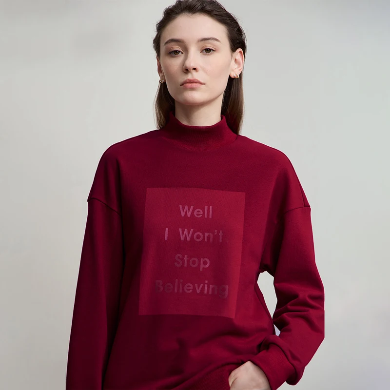 AMII بلوزات امرأة 2025 الخريف جديد الحد الأدنى الياقة المدورة المرأة فضفاضة محبوك عيد الميلاد القطن الإناث البلوز 12544006