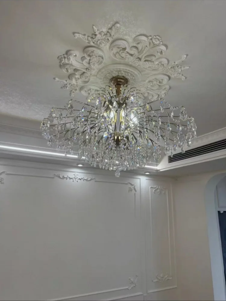 

Французская хрустальная люстра для гостиной, основной светильник в современном кремовом стиле для столовой и спальни