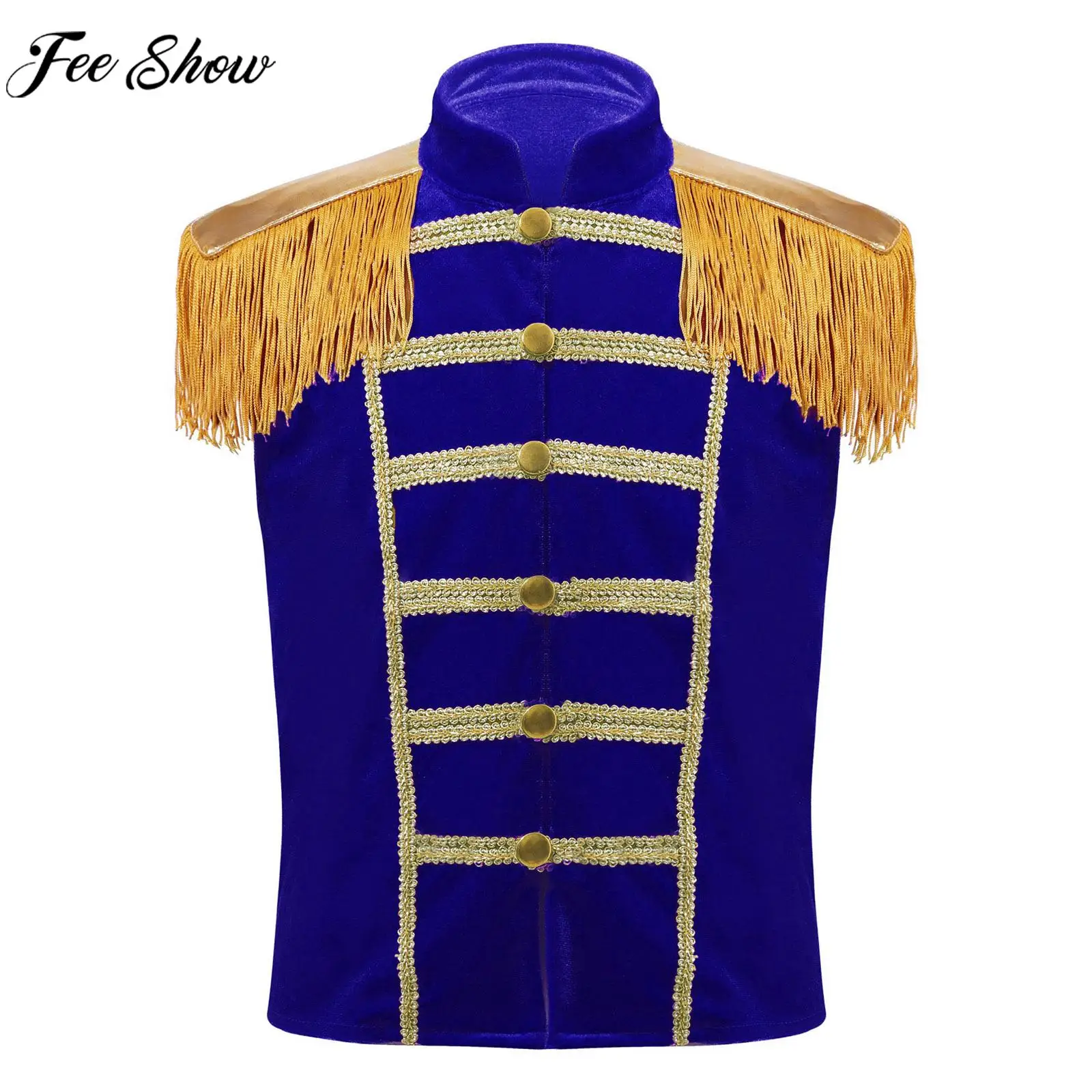 

Children Halloween Circus Ringmaster Showman Cosplay Costume Drum Band Honor Guard Vest Carnival Theme Party Role Paly Waistcoat