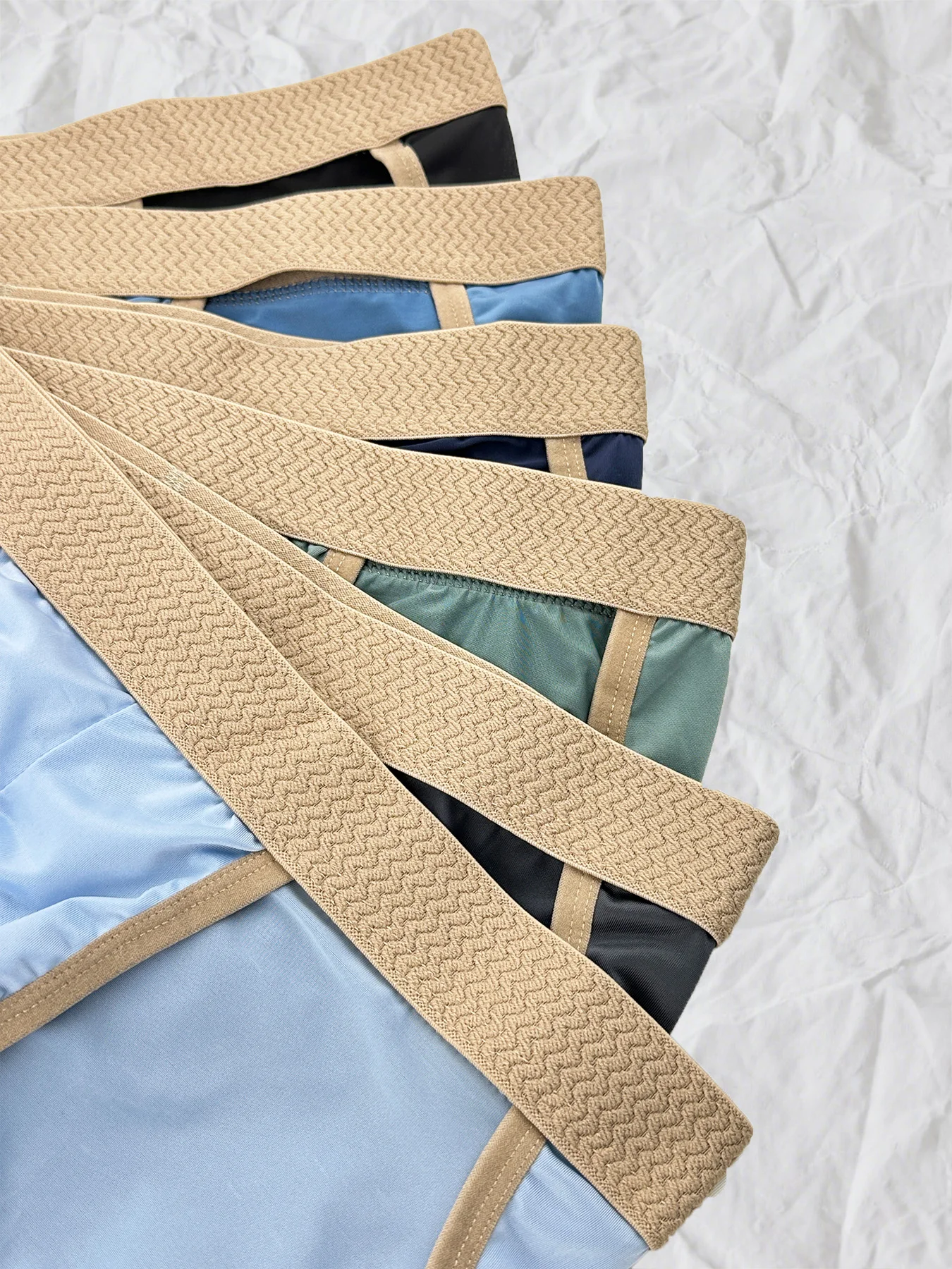 メンズブリーフ6枚: カラー - ブロックウェーブウエストデザイン + モランディカラー、通気性のある生地、締め付け感のない快適なフィット感