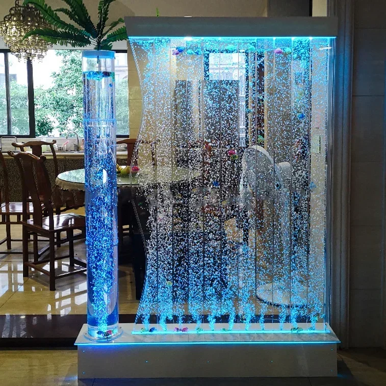 l For Customized Waterfalls Wall Acrylic Technics Outdoor Bubble Wall Water Panel With Led Light