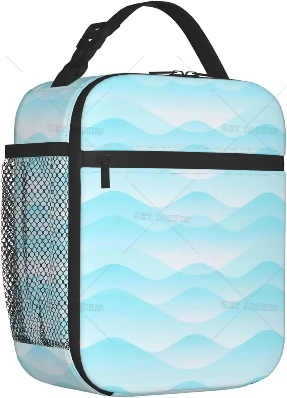 Sea Animals Fish Portable Lunch Bag for Women/Men Insulated, Reusable Blue Lunch Box for Office Work School Picnic Beach