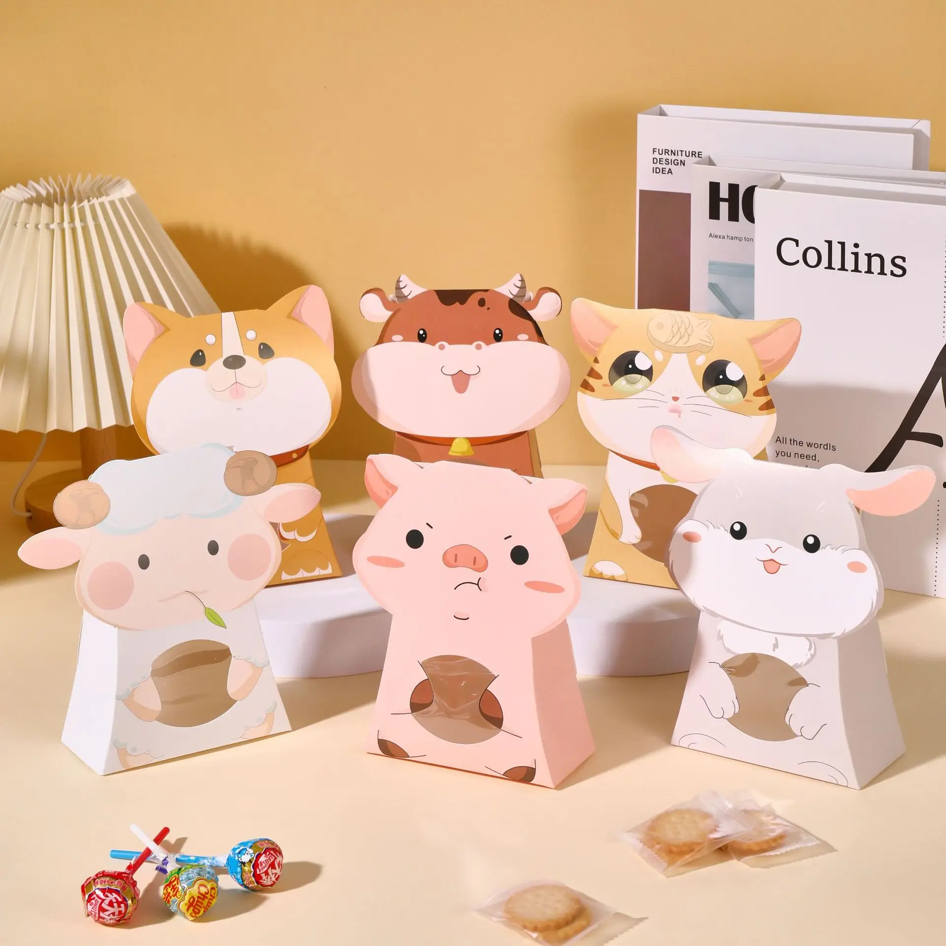 6pcs Jungle Animals Party Candy Bags Sheep Eid Mubarak Gift boxes Happy Al Adha For Kids Birthday Supplies Baby Shower Favor