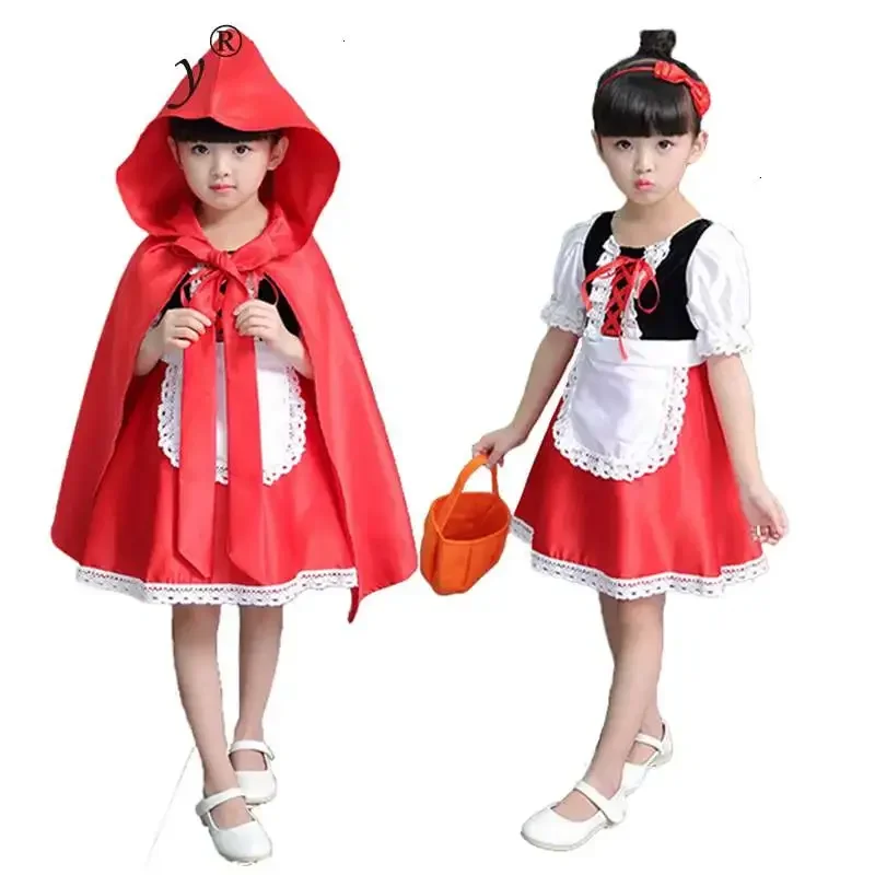 

Coslan Little Red Riding Hood Cosplay costume for kids dress Halloween Carnival Fantasia Party girls Fancy Dress children party