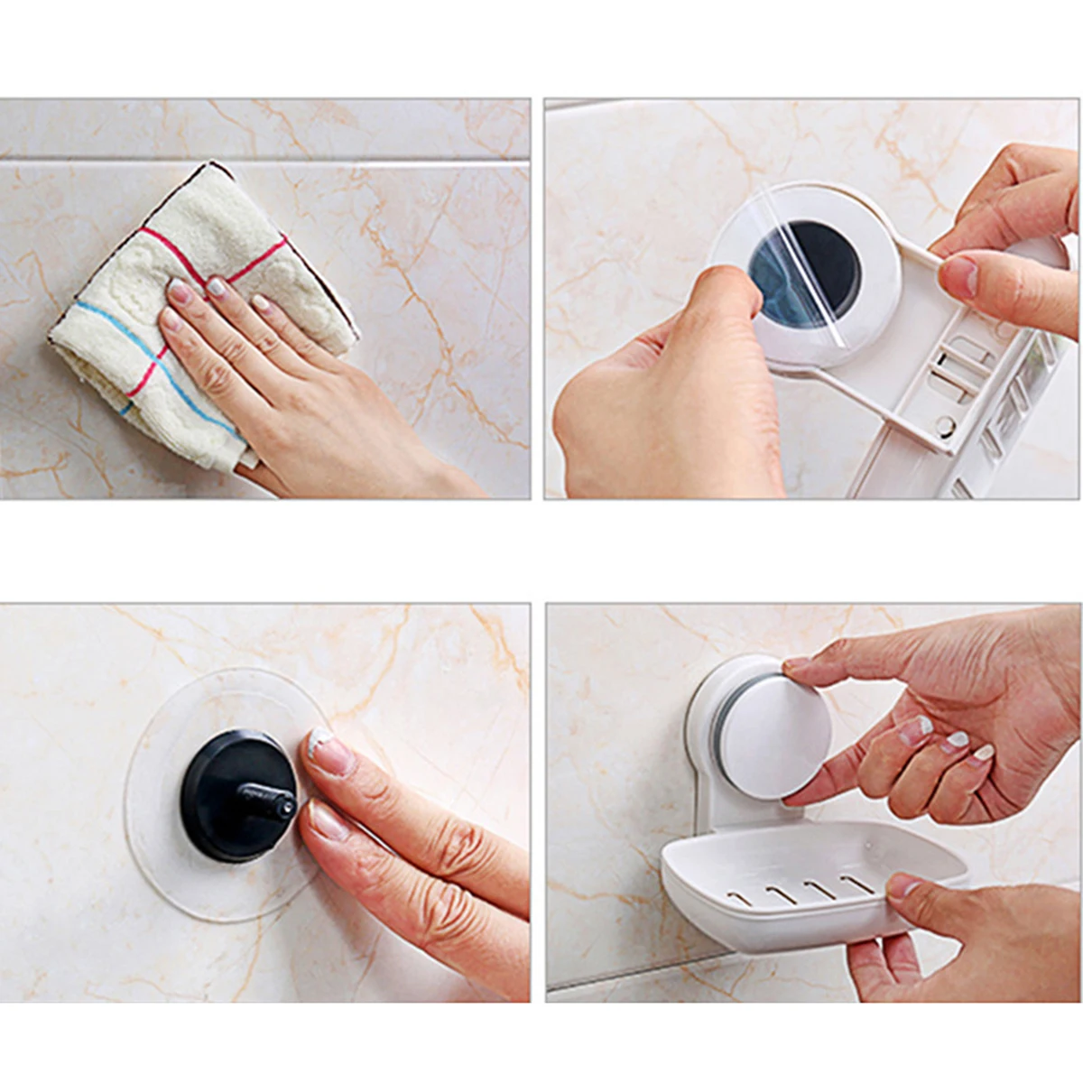 

Wall Mounted Soap Dish Holder Suction Cup Drain Tray Hard Plastic Sturdy Anti Corrosion Bathroom Shower Sponge Liquid Storage