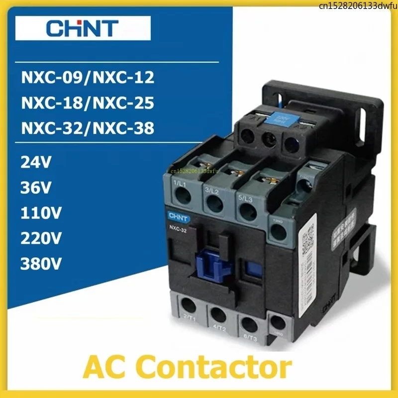 CHINT AC Contactor 220V Single-phase 380V Three-phase CJX2 NXC-12/18/25/32 LC1 LC1D LC1N 110V 36V 24V