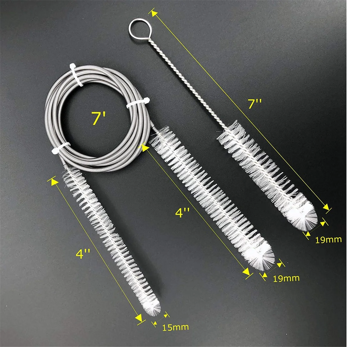 Diámetro del cepillo 15 mm 19 mm - Cepillo de limpieza de tubo CPAP - Adecuado para la mayoría de los tipos de manguera CPAP (blanco)