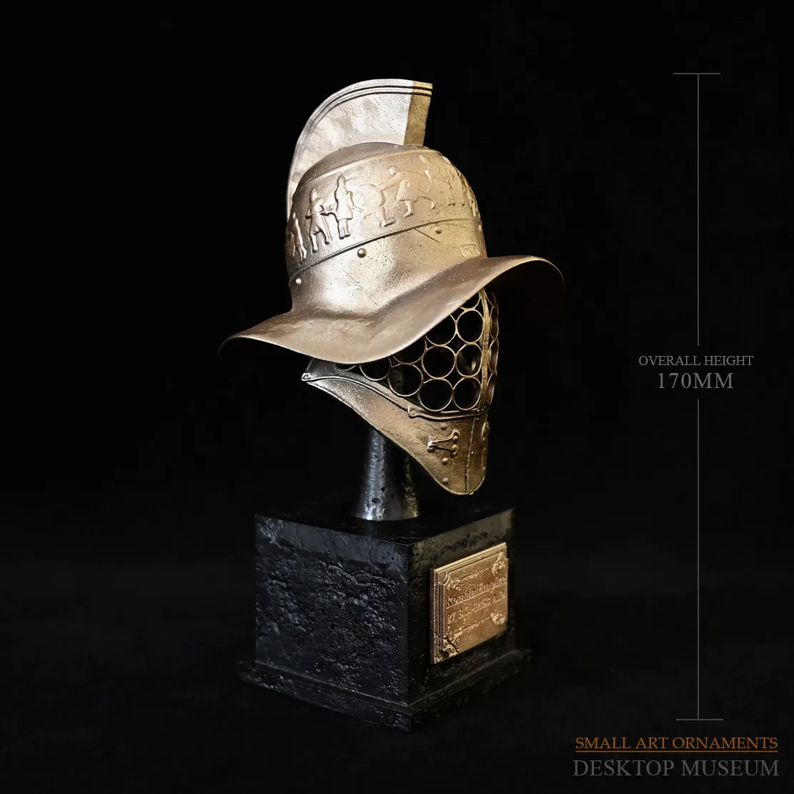 170MM Roman Gladiator Helmet Handmade Epoxy Resin Statue Desktop Decor Home Office Collectible view 4
