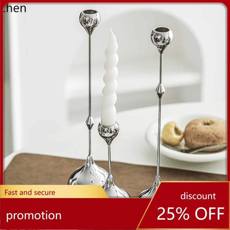 

ZML Water Drop Silver Candle Holder Ornament, High-end Metal Decorative Candle Holder for Living Room and Home Use
